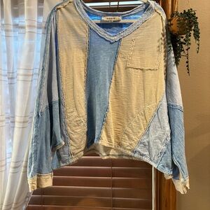 Blue Velvet Boho Oversized Cream Top